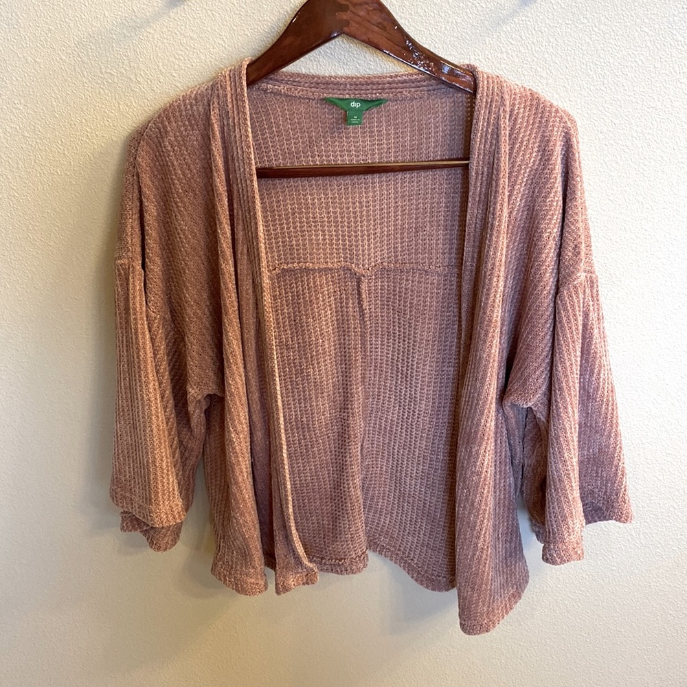 Dip Light Pink Woven Cardigan with Wide Sleeves Size Medium. Hip Length.